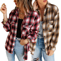 Nieuwe Collectie Herfst Winter Kleding Dames Casual Lange Mouw Botton Up Gepot Flanel Vrouwen Plaid Shirt