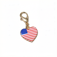 10 pendentifs breloques en émail en forme de cœur avec drapeaux nationaux, fermoir mousqueton, accessoires de bijoux DIY pour porte-clés et bracelets