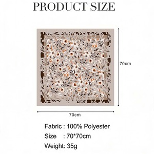 70x70cm Polyester Satin <b>Square</b> <b>Scarf</b> Floral Print Neck <b>Scarves</b> for Women Spring Summer Autumn Daily All-match - Product Image 6