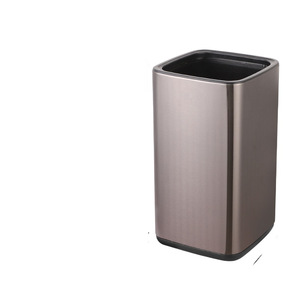 Poubelle carrée double couche en acier inoxydable pour salle de bain, toilettes, salon, chambre, cuisine, minimaliste et luxueuse - Product Image 2