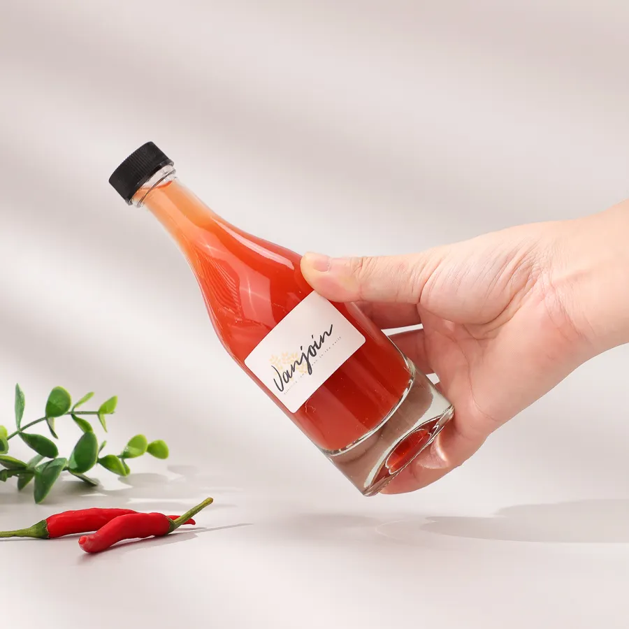 Garrafas de vidro vazias para molho de tomate com tampa de plástico, garrafas de vidro para molho de tomate quente 100ml