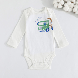 Infant Clothing 6M 24M Autumn <b>Animal</b> <b>Pattern</b> Printed <b>Knitted</b> Long Sleeve 100% Cotton Footies Five-Piece Set Unisex Button - Product Image 3