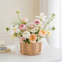 Panier cadeau tressé en fausse rotin de style américain avec poignée en perles, fait main, pour salon, type sur pied, Shandong