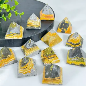 High Quality Natural Crystal Crafts Pyramid Bumblebees Pyramid Yellow Bumblebees Pyramid For Sale