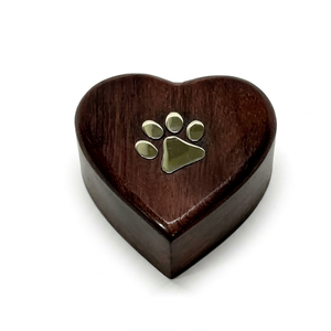 Best Selling Heart Shaped Paw Print Wooden Pet Cremation Urn Antique <b>Memorial</b> Ashes <b>Box</b> for Dog Cat Keepsake Funeral Urn - Product Image 1