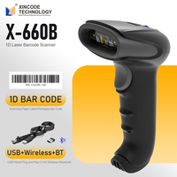 Lector de Códigos de Barras Láser 1D Xincode de Alto Rendimiento, Escáner de Códigos de Barras Inalámbrico USB 2.4G para Supermercados y Almacenes X-660B