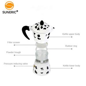 Cuisinière Vache <span class=keywords><strong>Grain</strong></span> Peinture Aluminium Moka Café <span class=keywords><strong>Percolateur</strong></span> Italien Espresso <span class=keywords><strong>Cafetière</strong></span> Moca Pot - Product Image 5