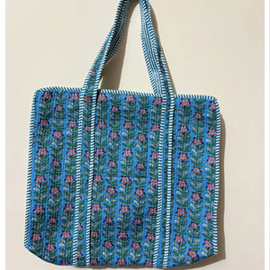 Sac fourre-tout matelassé 100 % coton indien personnalisé à imprimé floral, sac de marché, sac à bandoulière, prix de gros - Product Image 1