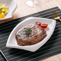 Vaisselle de restaurant en gros d'usine servant une grande assiette en mélamine blanche losange incassable de 14 pouces