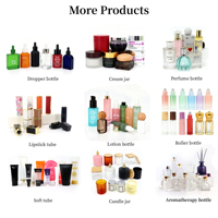 Nouveaux pots en verre cylindriques de luxe pour crèmes visage et mains, avec impression sérigraphique personnalisée, 30g, 50g, 100g, avec bouchon à vis.