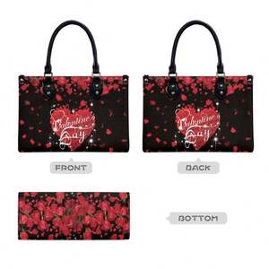 Bolsos de Mano con Cremallera y Diseño de Rosas para el Día de San Valentín, Bolsos de Hombro para Mujer, Venta al por Mayor, Personalizados, Tamaño S-M - Product Image 3
