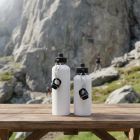 Bouteille d'eau blanche vierge pour sublimation avec mousqueton, gourde en aluminium anti-fuite 500 ml, bouteilles en aluminium personnalisables