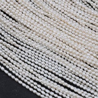 Chaîne de perles d'eau douce de qualité A, forme de riz, 3-4 mm, perles cultivées naturelles en vrac, pour la fabrication de bijoux DIY