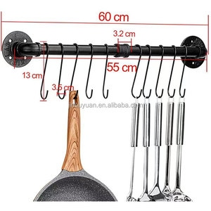 심플 주방 수납 선반 싱글 바 행잉 랙 드릴링 및 설치식 철제 주방용품 벽걸이형 주방 랙 - Product Image 6