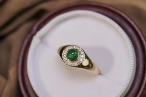 Bague de fiançailles Xinfly en or 18 carats avec émeraude véritable 0,5 ct et diamant naturel 0,15 ct, sertie clos, idéale pour mariages et soirées – Nouveauté irrésistible - Product Image 4