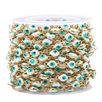 Cadena de eslabones de acero inoxidable con baño de oro PVD de 18K, diseño de ojo turco, cadena de cable de pez para pulseras, collares y accesorios de joyería DIY al por mayor