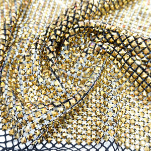 SH008 Precio de fábrica Diamante cuadrado Crystal Net Fabric Elástico <span class=keywords><strong>Aurum</strong></span> cuadrado Rhinestone Beads Mesh - Product Image 5