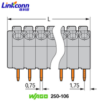 Bornes à visser pour circuits imprimés à 6 pôles, bouton-poussoir, 1,5 mm², espacement des broches de 6 broches de 3,5 mm, borne à fil à enfoncer, connecteur Wagos 250-106