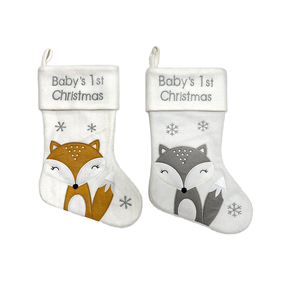 Chaussettes de Noël pour enfants, sacs à bonbons, décoration de fête de Noël, motifs renard et pingouin mignons - Product Image 1