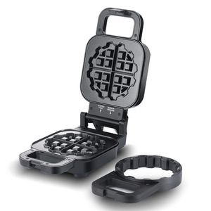 Mini Round Belgian Waffle Maker Electric Stainless Steel Non-Stick Detachable Plates with Adjustable <b>Thermostat</b> Browning <b>Control</b> - Product Image 1