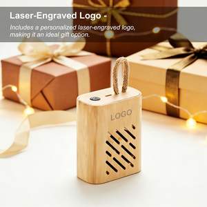 Mini Reproductor de Música de Bambú con Logotipo Personalizado, Altavoz Bluetooth Inalámbrico Portátil de 3W - Product Image 4