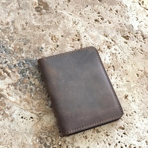 Custom Genuine Crazy Horse Leather Minimalist RFID Blocking Card Holder Slim Letter Patterned - Product Image 4