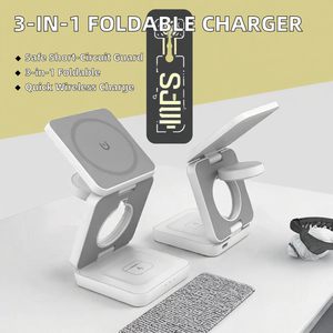 Station de charge sans fil portable pour téléphone portable et montre connectée de type C magnétique 3 en 1 Chargeur électrique pliable - Product Image 2