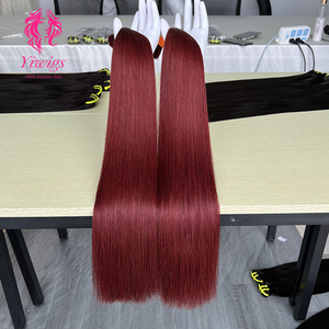 99J kırmızı renk insan toplu saç düz saç örgü için 50/100g Set başına çift çizilmiş insan örgü saç toplu - Product Image 2
