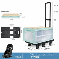Chariot pliant de camping avec boîte de rangement pliable et roues pivotantes silencieuses