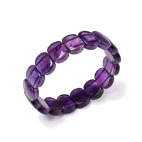 Bracelet en améthyste naturelle de haute qualité, doublement percé, fait main, avec perles rectangulaires facettées en améthyste