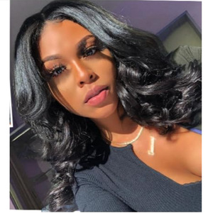Perruque Courte Ondulée Bouclée Synthétique Brésilienne Style Célébrité Américaine et Européenne pour Femme, Coupe Bob avec Raie au Milieu - Product Image 2