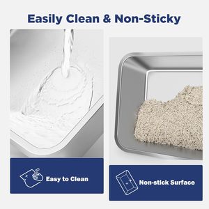 Stainless Steel Square <b>Cat</b> <b>Litter</b> Box XL Enclosed Toilet Lid Anti-Urine Leakage Non-Stick Bottom 100L Capacity Easy Clean - Product Image 2