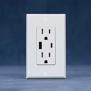 American Standard CUL Listed Duplex Receptacle Tamper Resistant 5.0A Type-A&Type-C USB Outlets Wall Electrical With Usb Socket