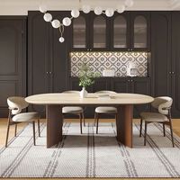 Ensemble de table à manger en bois massif et en pierre avec 6 chaises pour la maison, l'hôtel, l'atelier
