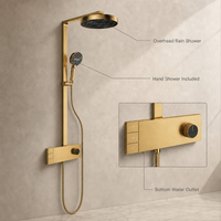 Système de douche massant moderne OEM/ODM trois fonctions chaud/froid en laiton finition brossée avec valve en céramique pour les développeurs de salles de bain
