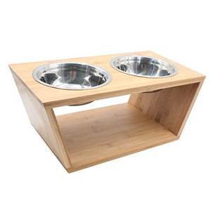 2025 BSCI doğal ahşap <span class=keywords><strong>Pet</strong></span> besleyici kedi besleyici çift kaseler ahşap köpek besleyici - Product Image 2