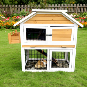 SDR032 SHUNDA Maison <span class=keywords><strong>pour</strong></span> animaux de compagnie en bois écologique <span class=keywords><strong>pour</strong></span> petits animaux avec motif imprimé, tapis de sol de luxe et cage à <span class=keywords><strong>lapin</strong></span> - Product Image 1