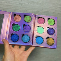 Palette d'ombres à paupières magnétiques multichromes à paillettes pressées sans cruauté, marque privée, duo chrome, 6 couleurs