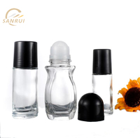 Bouteille cylindre en verre de 30/50ml, déodorant, avec capuchon, boule de roulettes noir ou blanc personnalisable, vente en gros, pièces