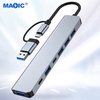 Software de hardware de computadora 7 en 2 Tipo C a USB 3,0 USB 2,0 Hub USB C Adaptador multipuerto