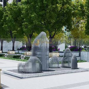 Escultura Grande de Acero Inoxidable, Impermeable, Estilo Art Deco, Duradera, Personalizada de Fábrica, Multifuncional, para Montaje en Suelo en Exteriores - Product Image 3