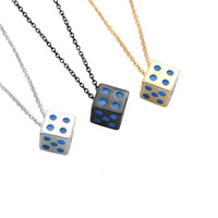 Collier pendentif dés pour hommes, breloque cube géométrique, bijoux de mode, vente en gros