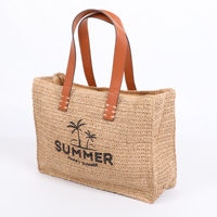 Personalisierte Logo-Strandtasche aus umweltfreundlichem Papierstroh für Damen, gewebtes Design, große Kapazität, Tragetasche mit Schleife, Buchstabenstickerei und Knopf