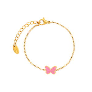 Chris April 3 Stuks Roze Emaille Vlinder <span class=keywords><strong>Kids</strong></span> Schattige Vergulde Armband Ketting Kind Sieraden <span class=keywords><strong>Set</strong></span> - Product Image 5