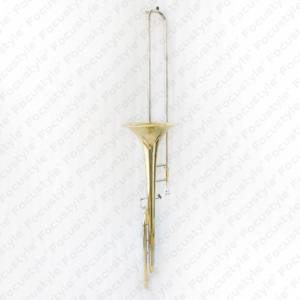 <span class=keywords><strong>Trombone</strong></span> ténor professionnel Focustyle FTB-350 en laiton doré laqué transparent Bb/F avec étui en vente - Product Image 3