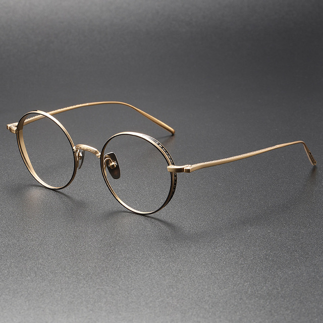 Ultralight Round Titanium Frame Reading Glasses for Men and Women Gold and Silver Colored Narrow Side