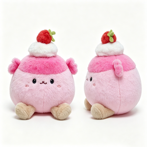 Peluche alimentaire personnalisée mignonne, peluche crème fraise, aliment en forme de rond, peluche dessert fraise, jouet peluche gâteau rose - Product Image 1
