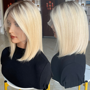 Platinum Blonde <b>Bob</b> <b>Wig</b> Lace Front Human Hair European Russian Hair HD Lace Wholesale Ready to Ship - Product Image 1