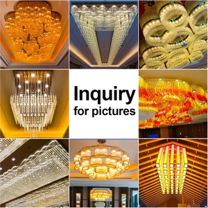 Lámparas de araña grandes de oro personalizadas para hotel, luces colgantes de lujo para techo, iluminación LED para escaleras, lámpara de araña moderna de cristal - Product Image 2