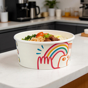 Nouvelle conception, logo personnalisé, conteneur en papier kraft, emballage jetable, bol rond en papier kraft pour salade, collation, nourriture - Product Image 1